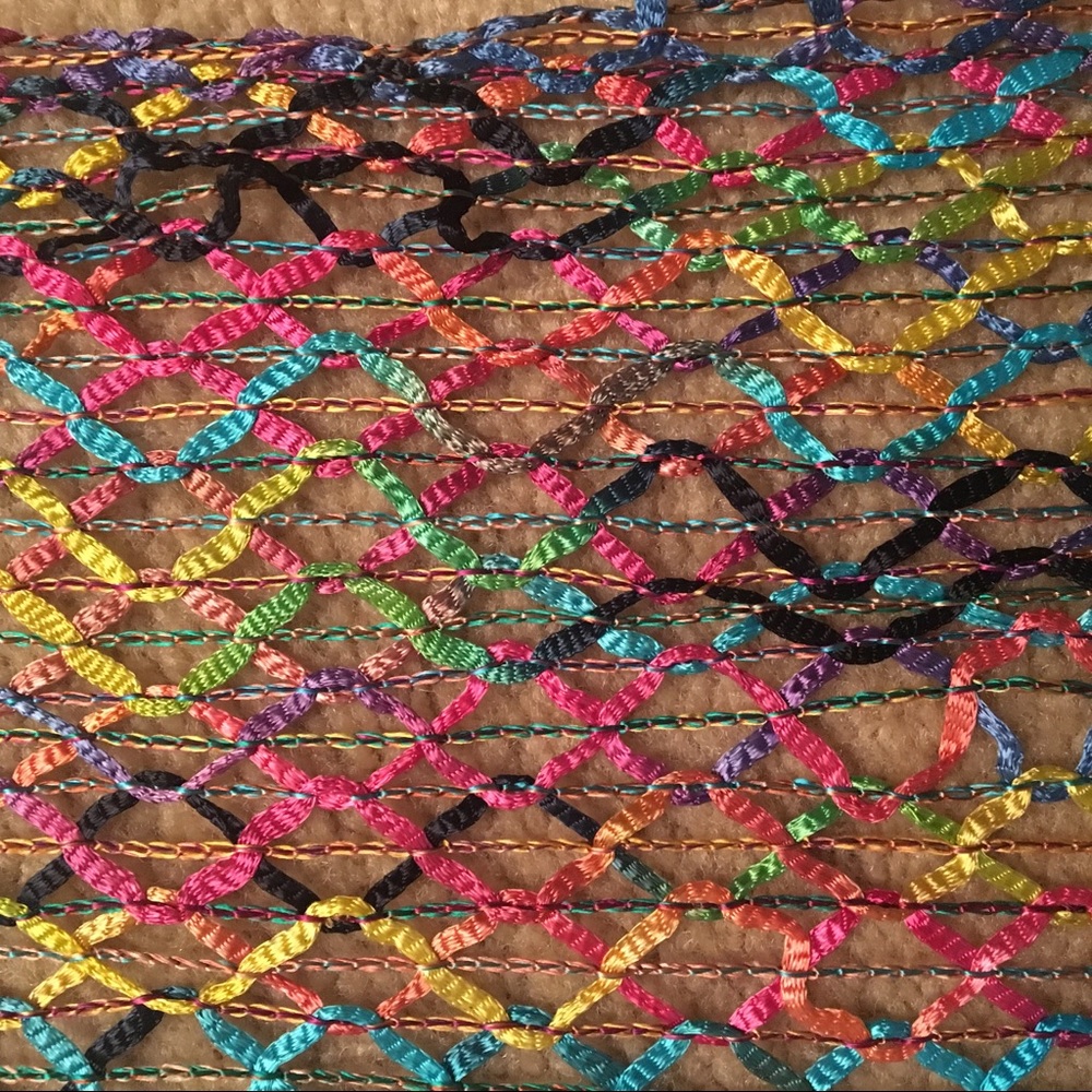 Woven Ribbon Scarf with fringe